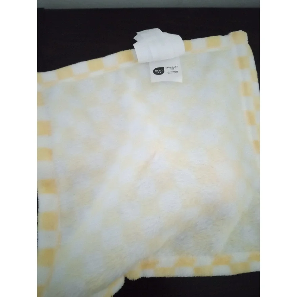 Lucky moon Bumble Bee Baby Lovey Security Blanket Yellow White‎ Checkered Plush